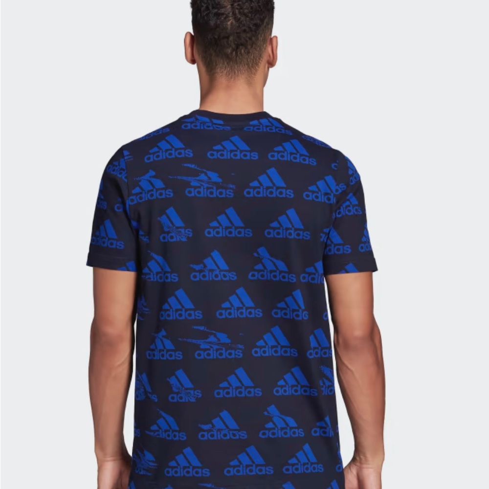 NWT Adidas Brand Love Printed Tee, color Legend Ink Blue, multiple sizes - Picture 2 of 7